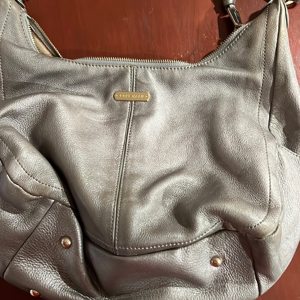 Platinum metallic Cole Haan purse